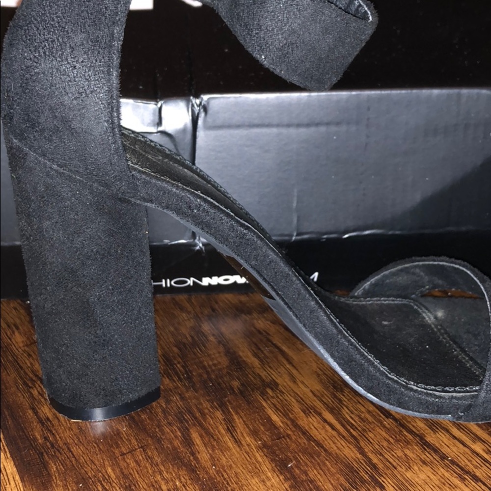 Black suede heels